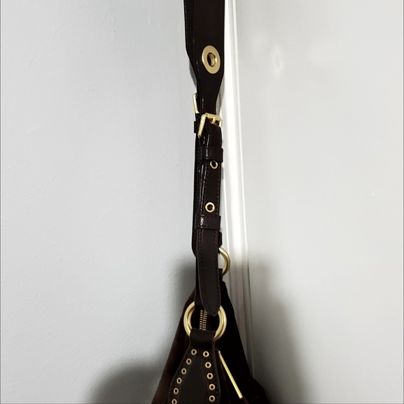 Michael Kors Dark Brown Suede Leather Bag - Picture 3 of 5